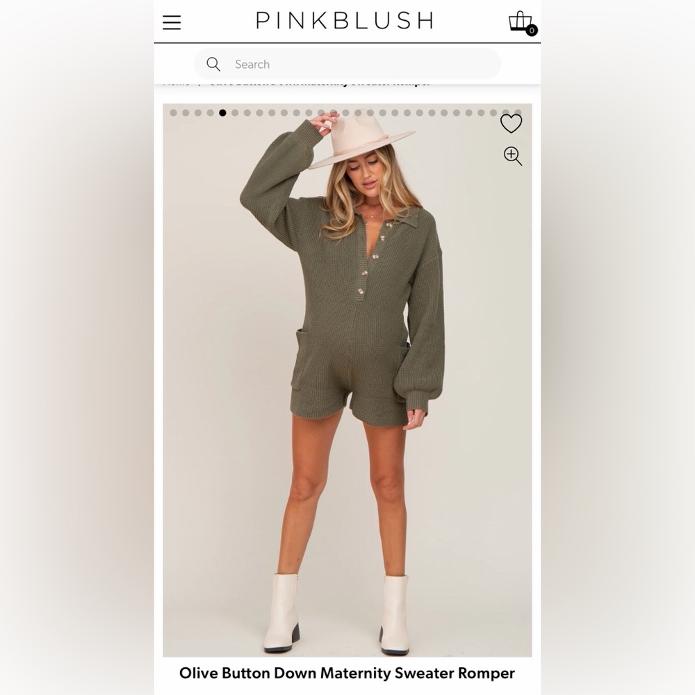 Knit Button-Front Romper in Olive Green